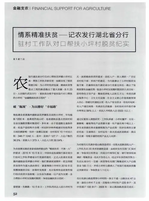 情系精准扶贫-记农发行湖北省分行 驻村工作队对口帮扶小坪村脱贫纪实