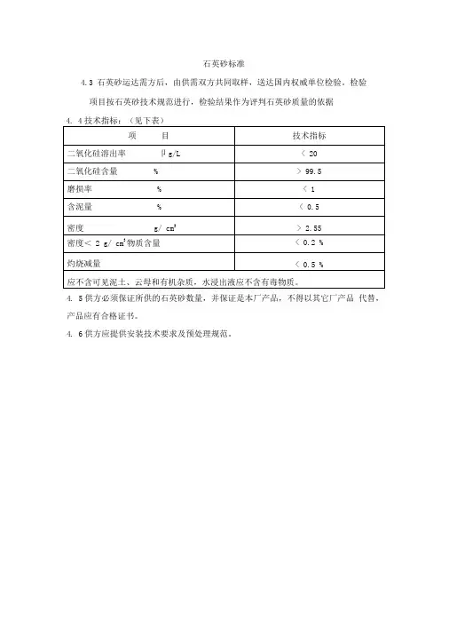 石英砂标准