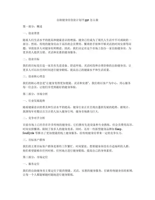 自助健身房创业计划书ppt怎么做