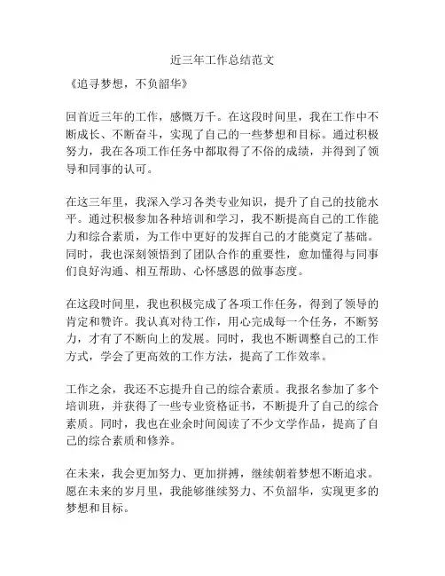 近三年工作总结范文