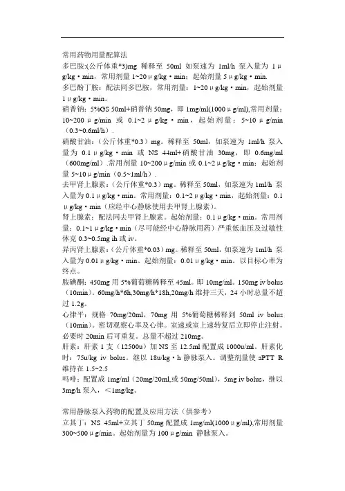 常用药物剂量及用法