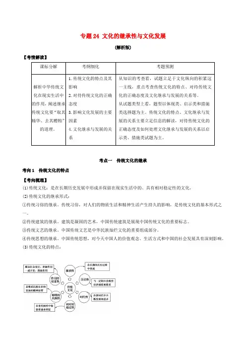 2019年高考政治题典 专题24 文化的继承性与文化发展(含解析)