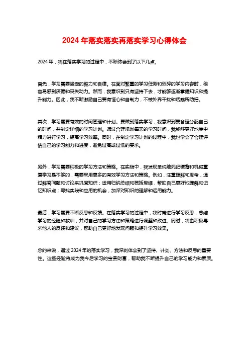 年落实落实再落实学习心得体会