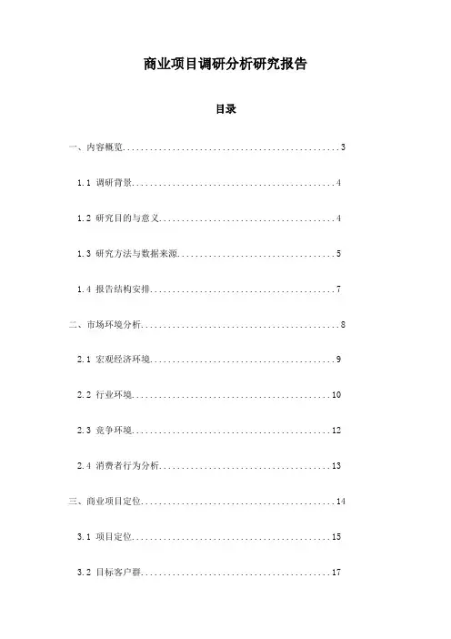 商业项目调研分析研究报告