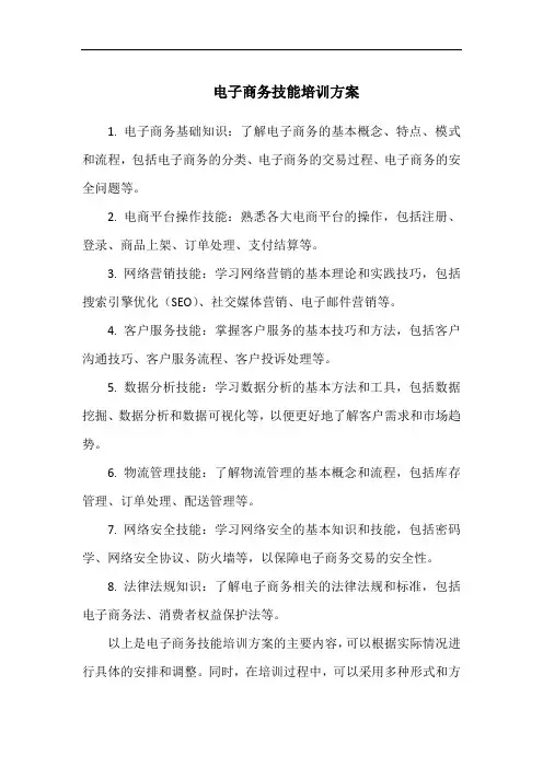 电子商务技能培训方案