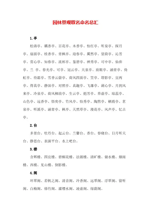 (完整版)园林景观取名命名总汇