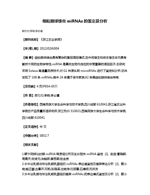 细粒棘球绦虫miRNAs的鉴定及分析