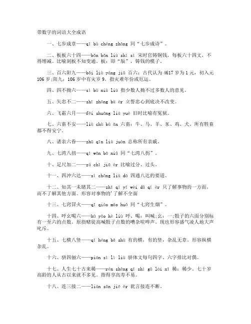 带数字的词语成语