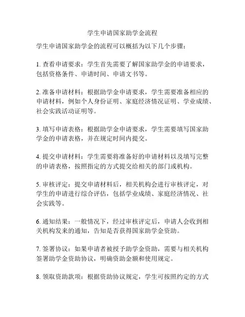 学生申请国家助学金流程