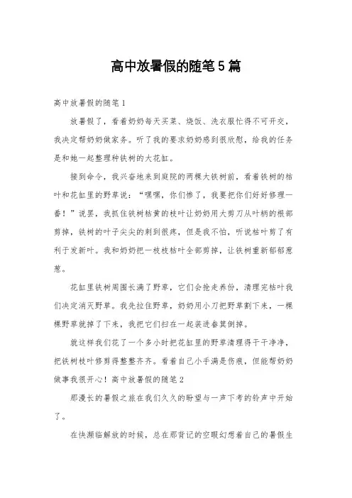 高中放暑假的随笔5篇
