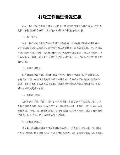 村级工作推进情况汇报