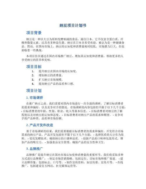纳豆项目计划书