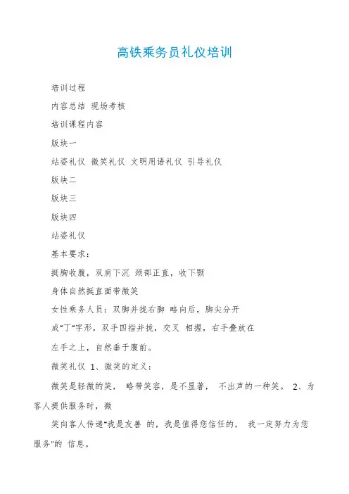 高铁乘务员礼仪培训