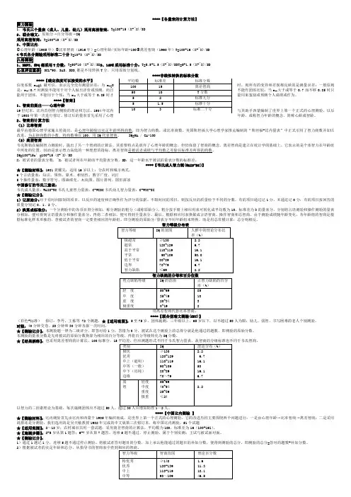 各量表的计算方法