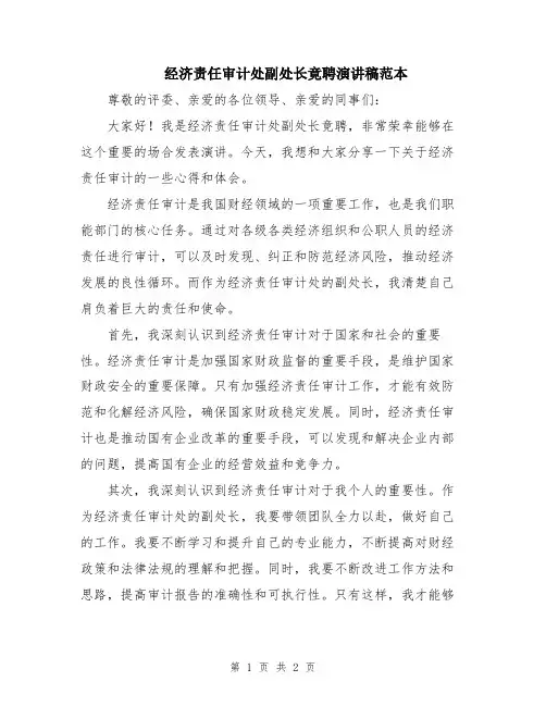经济责任审计处副处长竟聘演讲稿范本