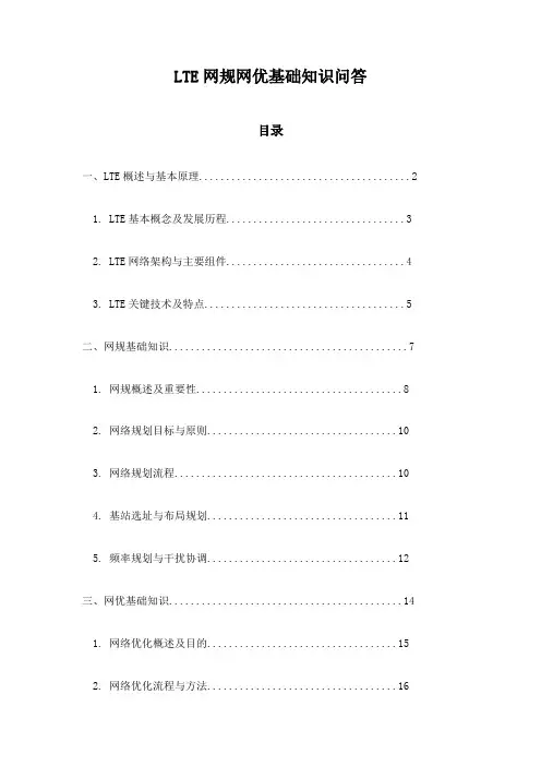 LTE网规网优基础知识问答