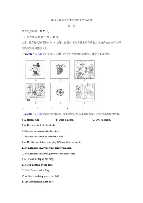 山东省临沂市2018年中考英语试题(Word版,含答案)