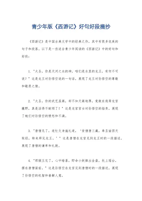 青少年版《西游记》好句好段摘抄