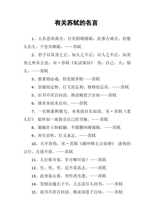 有关苏轼的名言