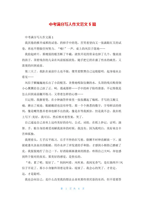 中考满分写人作文范文5篇