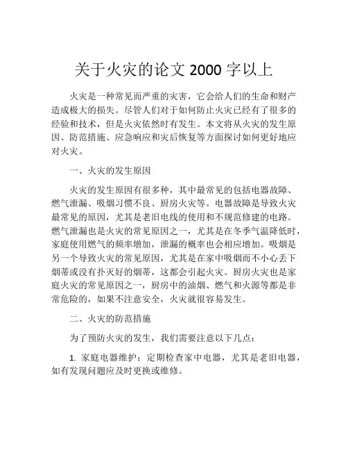 关于火灾的论文2000字以上