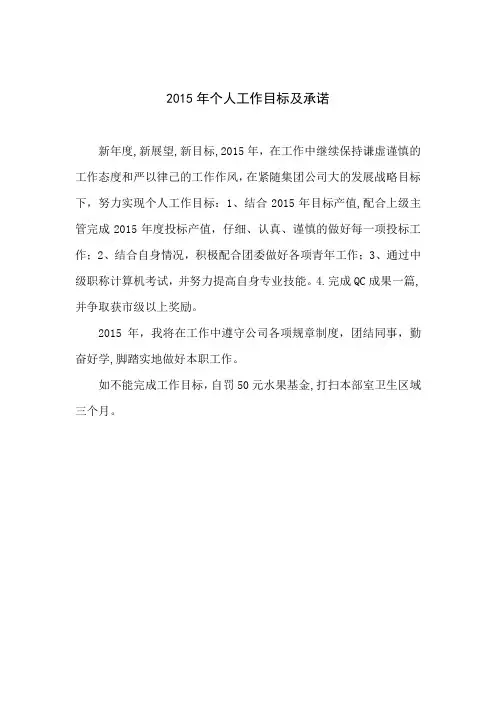 2015年个人工作目标规划及承诺 - 副本