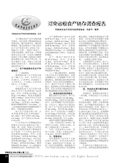 河南省粮食产销存调查报告