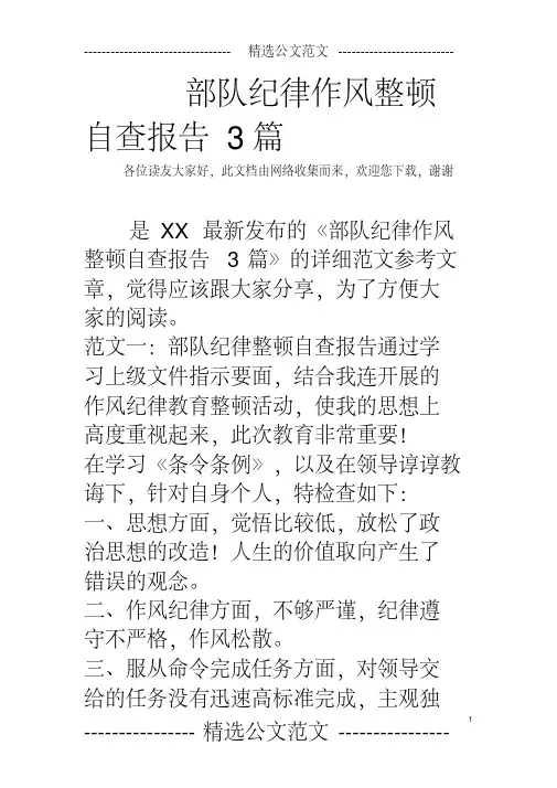 部队纪律作风整顿自查报告3篇-(17965)