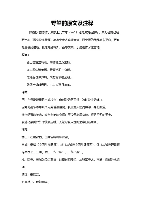 野望的原文及注释