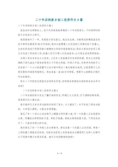 二十年后的家乡初二优秀作文9篇