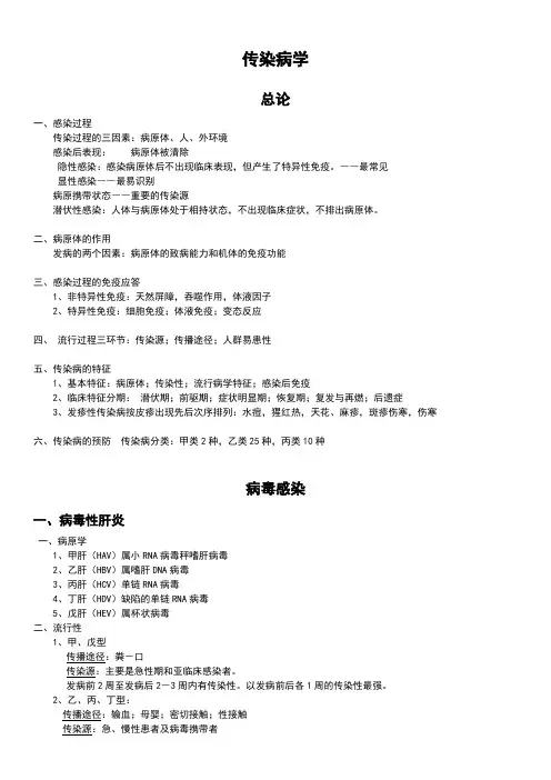 中医执业医师考试传染病学复习重点