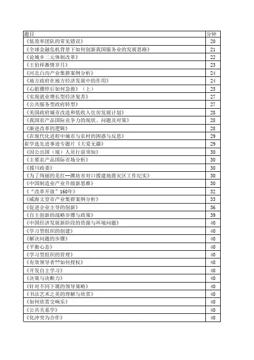 潍坊干部学习网免考科目汇总表