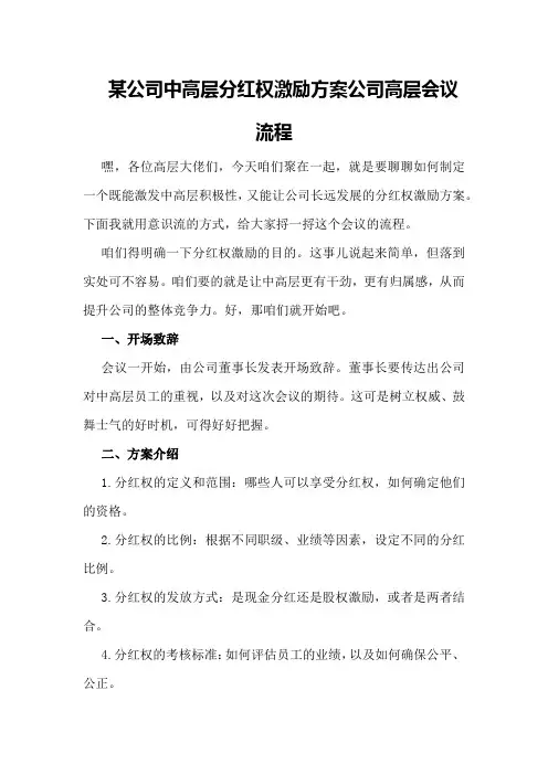 某公司中高层分红权激励方案公司高层会议流程