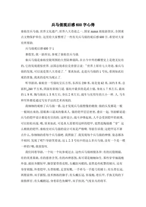 兵马俑观后感600字心得