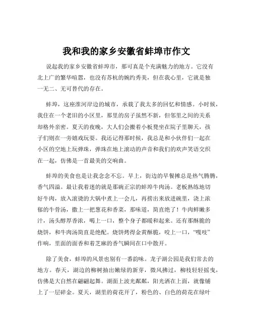 我和我的家乡安徽省蚌埠市作文