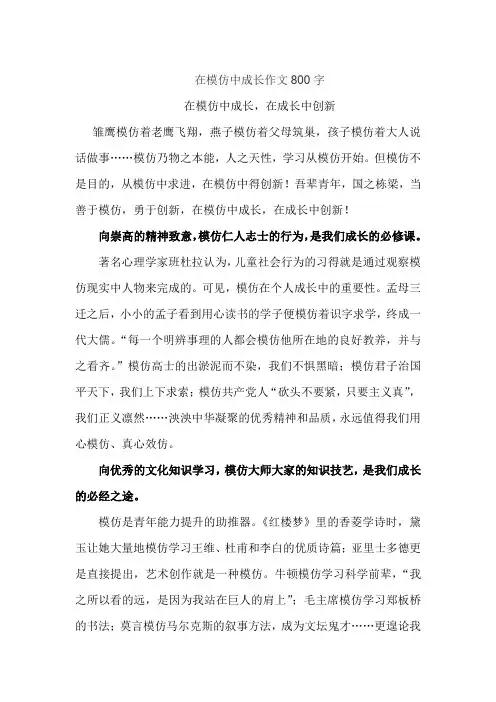 在模仿中成长作文800字