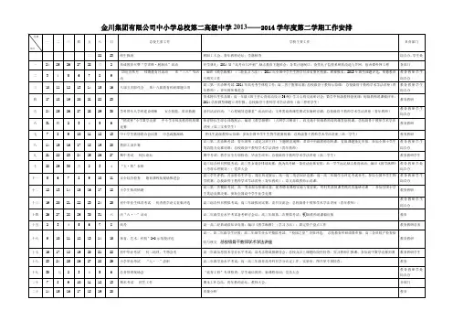 第二高级中学2013-2014学年度第二学期校历