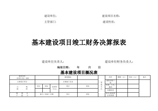 基本建设项目竣工财务决算报表