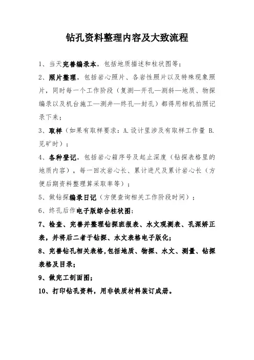 钻孔资料整理内容