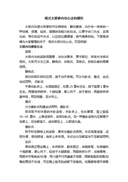 杨式太极拳内功心法有哪些