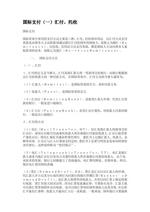 国际支付、汇付、托收