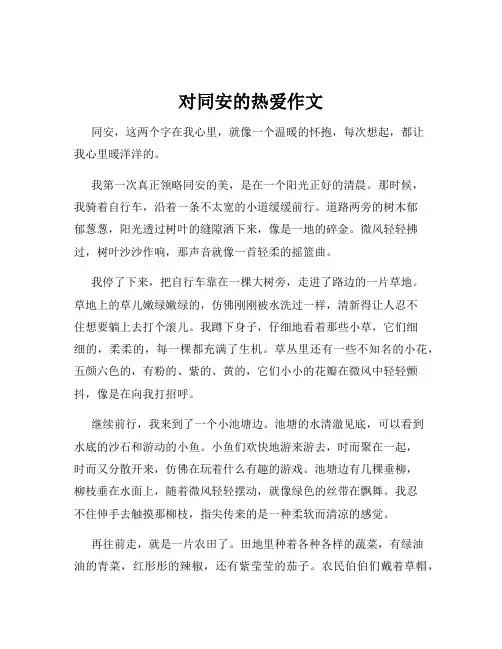 对同安的热爱作文