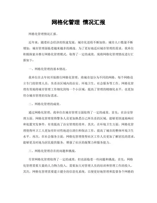 网格化管理 情况汇报
