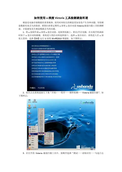 如何使用u深度Victoria工具检测硬盘坏道
