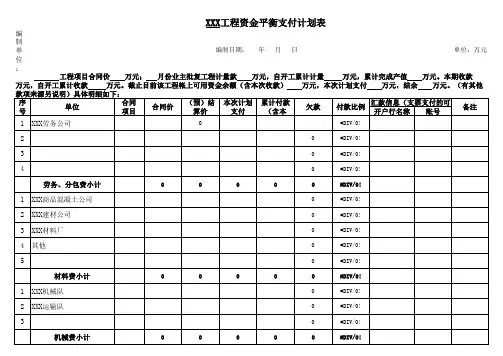 资金平衡支付计划表