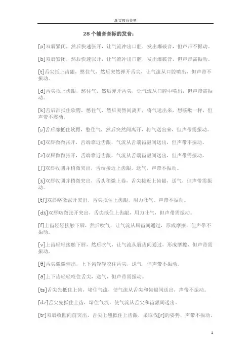 英语28个辅音音标的发音