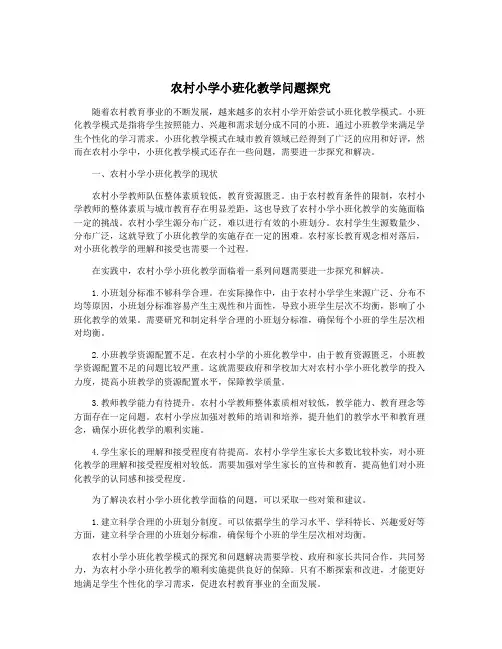 农村小学小班化教学问题探究