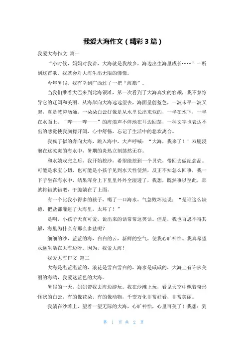 我爱大海作文(精彩3篇)