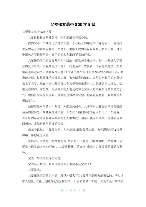 父爱作文高中800字5篇