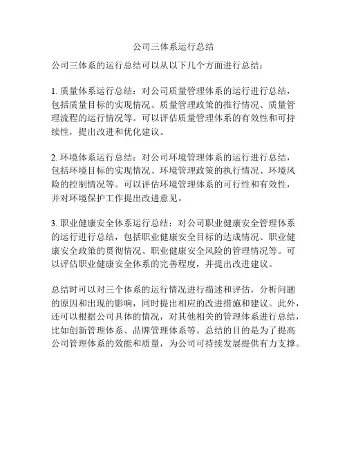 公司三体系运行总结